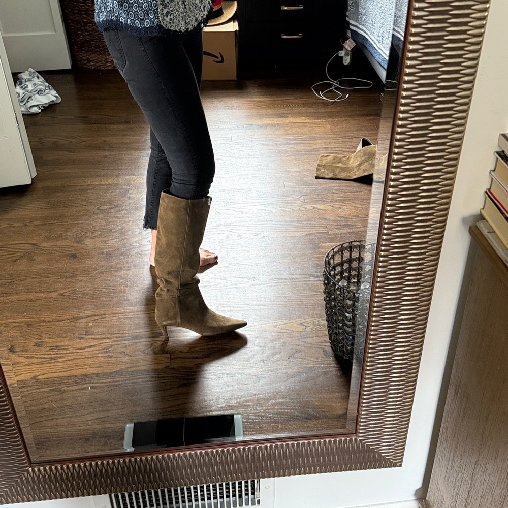 J. CREW Olive/ Khaki suede Knee-High Boots - Picture 4 of 5